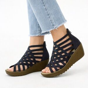 🌸Spring Ready - Skechers Navy Strappy Wedge Sandals – Size 6.5